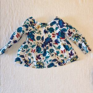 Janie and Jack Girls Floral Peplum Long Sleeve Top Size 4 Cotton Spring